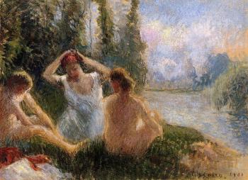 卡米耶 畢沙羅 Bathers Seated on the Banks of a River